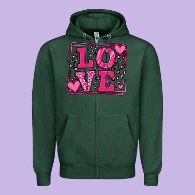 Love Leopard Frame Zipper Hoodie Designed By Lillyallendesigns