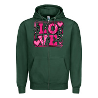 Sports Green Love leopard frame Zipper Hoodie - LillyAllenDesigns
