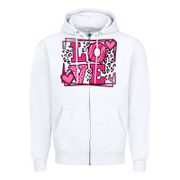 White Love leopard frame Zipper Hoodie - LillyAllenDesigns