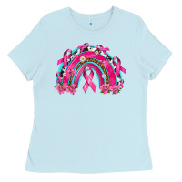 Baby Blue Breast Cancer Rainbow Ladies Tee - texasbilliewilder