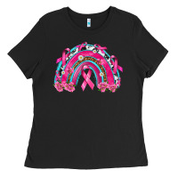 Black Breast Cancer Rainbow Ladies Tee - texasbilliewilder