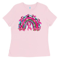 Bubblegum Pink Breast Cancer Rainbow Ladies Tee - texasbilliewilder