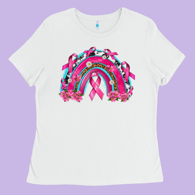 Breast Cancer Rainbow Ladies Tee Designed By Texasbilliewilder