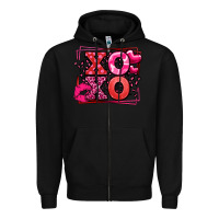 Black Xoxo Valentine's Day leopard frame Zipper Hoodie - LillyAllenDesigns