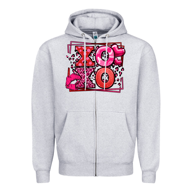 Xoxo Valentine's Day Leopard Frame Zipper Hoodie by LillyAllenDesigns | Teevron