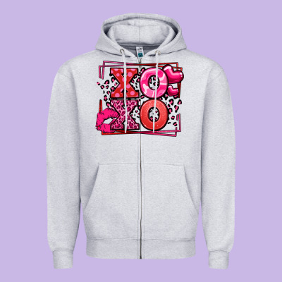 Xoxo Valentine's Day Leopard Frame Zipper Hoodie Designed By Lillyallendesigns