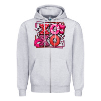 Heather Grey Xoxo Valentine's Day leopard frame Zipper Hoodie - LillyAllenDesigns