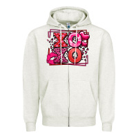 Oatmeal Heather Xoxo Valentine's Day leopard frame Zipper Hoodie - LillyAllenDesigns