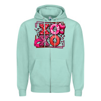 Seafoam Xoxo Valentine's Day leopard frame Zipper Hoodie - LillyAllenDesigns
