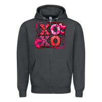 Smoke Xoxo Valentine's Day leopard frame Zipper Hoodie - LillyAllenDesigns