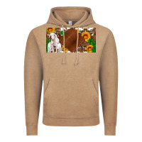 Vintage Coffee baby goats and sunflower and cactus with cowhide license plate Vintage Hoodie - Artiststas