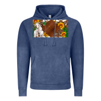 Vintage Denim baby goats and sunflower and cactus with cowhide license plate Vintage Hoodie - Artiststas