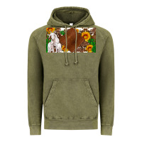 Vintage Olive baby goats and sunflower and cactus with cowhide license plate Vintage Hoodie - Artiststas