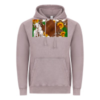Vintage Zinc baby goats and sunflower and cactus with cowhide license plate Vintage Hoodie - Artiststas