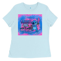 Baby Blue touch me and i will bite you stitch Ladies Tee - Zillion Design Studio