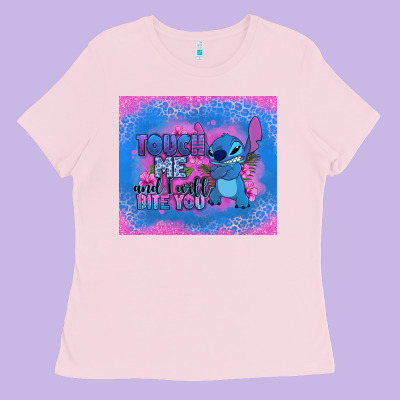 Touch Me And I Will Bite You Stitch Ladies Tee Designed By Zillion Design Studio