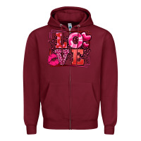 Burgundy Love Valentine's Day leopard frame Zipper Hoodie - LillyAllenDesigns