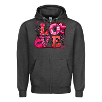 Charcoal Heather Love Valentine's Day leopard frame Zipper Hoodie - LillyAllenDesigns