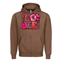 Chestnut Love Valentine's Day leopard frame Zipper Hoodie - LillyAllenDesigns