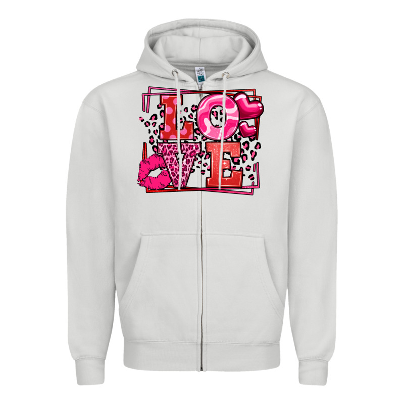 Love Valentine's Day Leopard Frame Zipper Hoodie by LillyAllenDesigns | Teevron