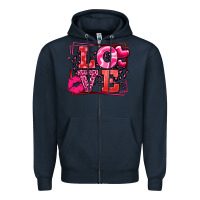Navy Love Valentine's Day leopard frame Zipper Hoodie - LillyAllenDesigns