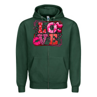 Sports Green Love Valentine's Day leopard frame Zipper Hoodie - LillyAllenDesigns