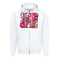 White Love Valentine's Day leopard frame Zipper Hoodie - LillyAllenDesigns