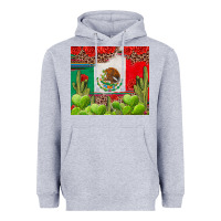 Heather Grey Mexican Flag Heavyweight Hoodie - texasbilliewilder
