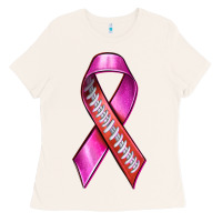 Bone Breast Cancer Ribbon American Football Ladies Tee - texasbilliewilder