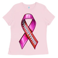 Bubblegum Pink Breast Cancer Ribbon American Football Ladies Tee - texasbilliewilder