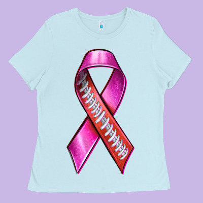 Breast Cancer Ribbon American Football Ladies Tee Designed By Texasbilliewilder