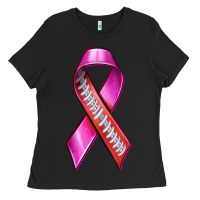 Black Breast Cancer Ribbon American Football Ladies Tee - texasbilliewilder