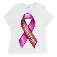 White Breast Cancer Ribbon American Football Ladies Tee - texasbilliewilder
