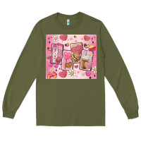 Army Green cafecito y chisme valentine's day Long Sleeve Tee - MaliasSmallBusiness