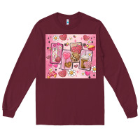 Burgundy cafecito y chisme valentine's day Long Sleeve Tee - MaliasSmallBusiness