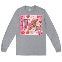 Heather Grey cafecito y chisme valentine's day Long Sleeve Tee - MaliasSmallBusiness