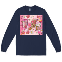 Navy cafecito y chisme valentine's day Long Sleeve Tee - MaliasSmallBusiness