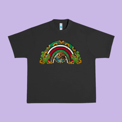 Mexican Flag Cactus And Sunflowers Rainbow Urban Heavy Tee Designed By Jasminsmagicworld