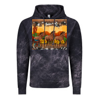 Cloud Black western horses and  sunset with sunflowers Vintage Hoodie - Artiststas