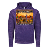 Cloud Purple western horses and  sunset with sunflowers Vintage Hoodie - Artiststas