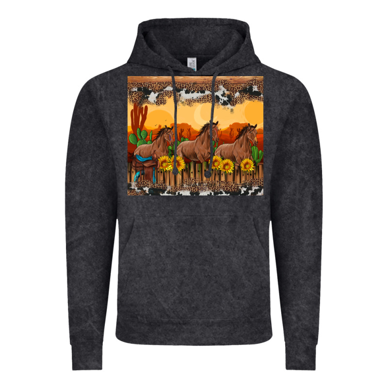 Western Horses And  Sunset With Sunflowers Vintage Hoodie by Artiststas | Teevron