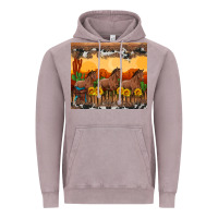 Vintage Zinc western horses and  sunset with sunflowers Vintage Hoodie - Artiststas