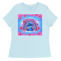 Baby Blue stitch rainbow Ladies Tee - Zillion Design Studio
