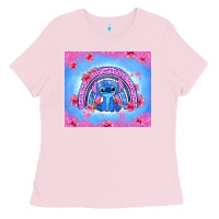 Bubblegum Pink stitch rainbow Ladies Tee - Zillion Design Studio