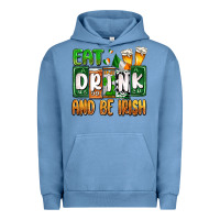 Pigment Pebble Blue St. Patrick's Eat drink and be Irish Urban Hoodie - OliviaCreatesArt