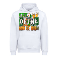 White St. Patrick's Eat drink and be Irish Urban Hoodie - OliviaCreatesArt