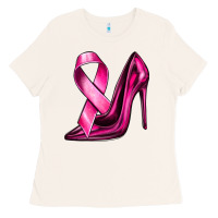 Breast Cancer Ribbon And Heels Ladies Tee | Teevron