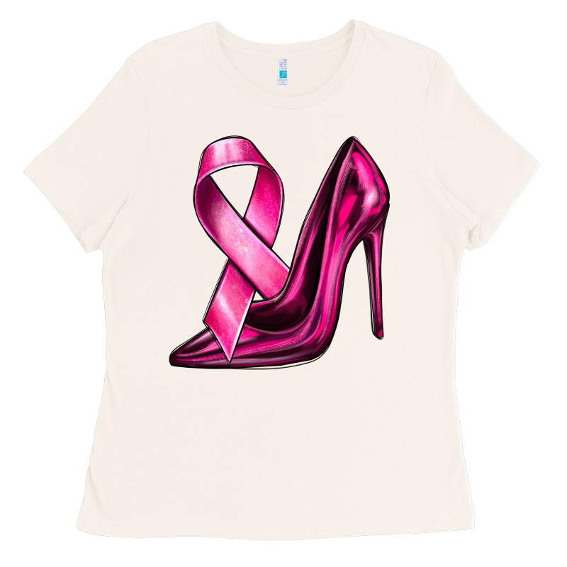 Breast Cancer Ribbon And Heels Ladies Tee by texasbilliewilder | Teevron
