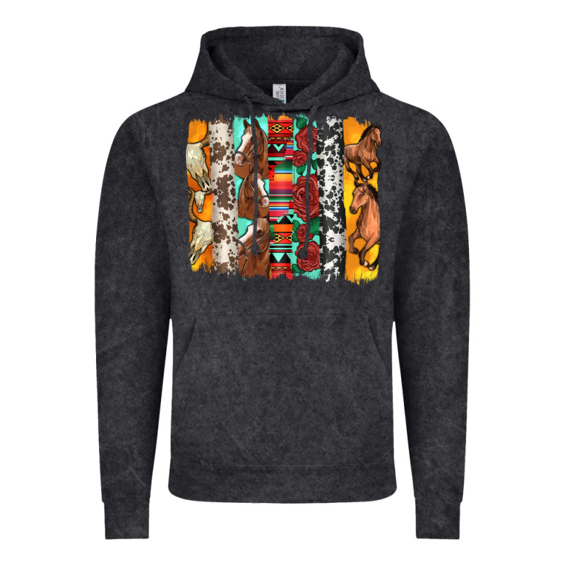 Western Horses Roses And Bullskulls Wıth Cowhide Amd Serape Brushstro Vintage Hoodie by Artiststas | Teevron