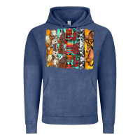 Vintage Denim western horses roses and bullskulls wıth cowhide amd serape brushstro Vintage Hoodie - Artiststas